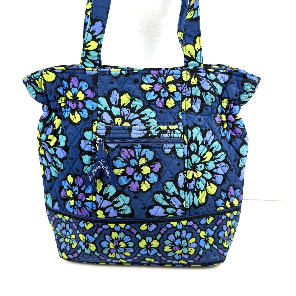 Vera Bradley Laura Tote Indigo Pop Shoulder Bag Purse Quilted Blue Used Once - Picture 2 of 16
